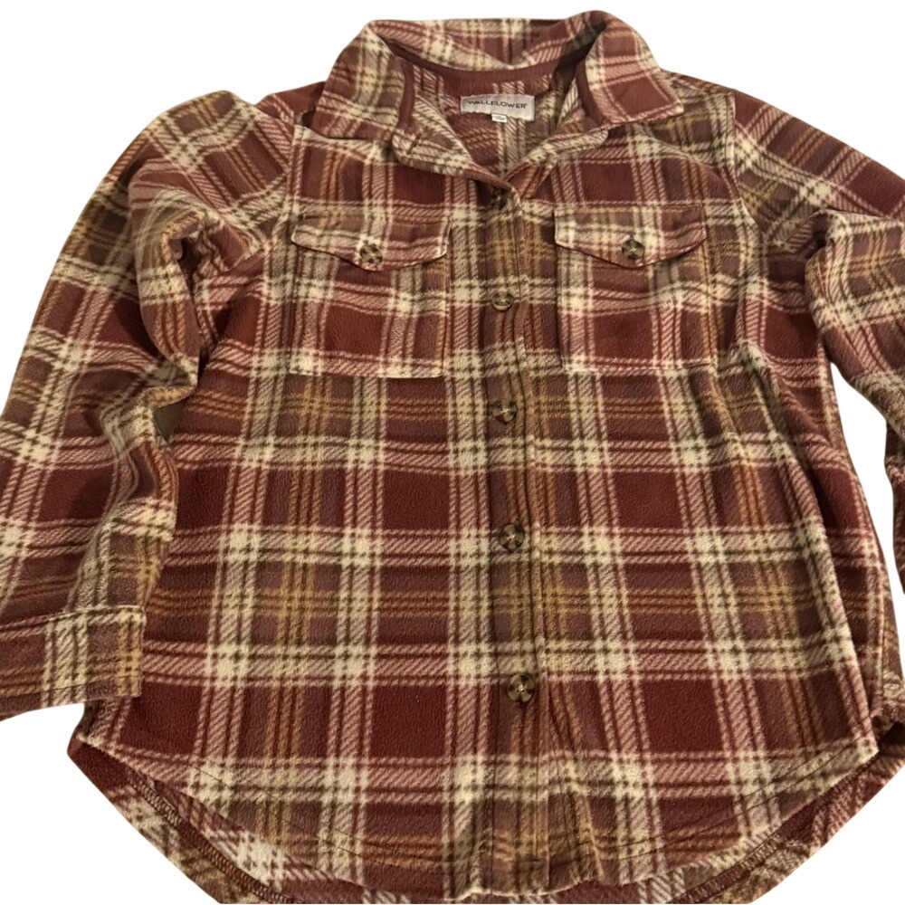 Wallflower Kids Plaid Shirt in Red and Tan size M